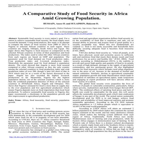 A comparative study of food security in Africa amid growing population ...