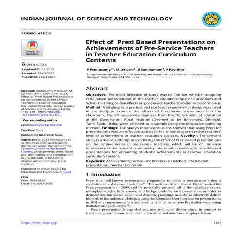 Effect of Prezi Based Presentations on Achievements of Pre-Service ...