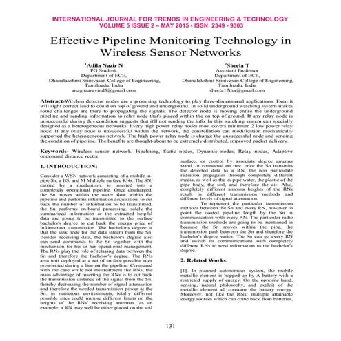 Effective Pipeline Monitoring Technology in Wireless Sensor Networks | PDF