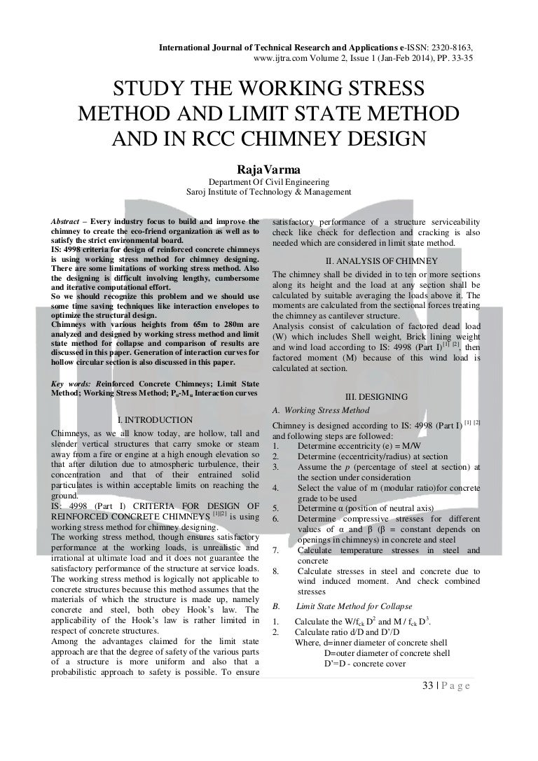 STUDY THE WORKING STRESS METHOD AND LIMIT STATE METHOD AND IN RCC CHI 