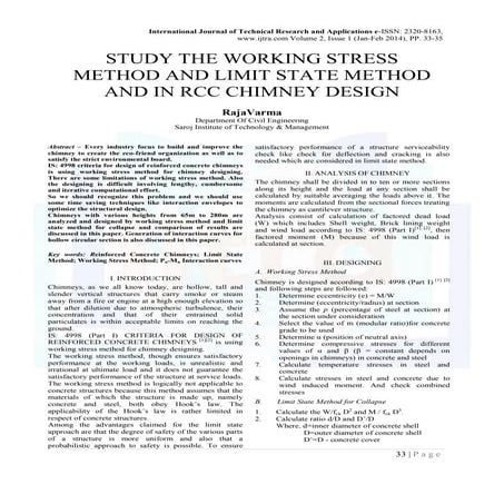 STUDY THE WORKING STRESS METHOD AND LIMIT STATE METHOD AND IN RCC CHIMNEY DESIGN