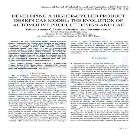 DEVELOPING A HIGHER-CYCLED PRODUCT DESIGN CAE MODEL: THE EVOLUTION OF AUTOMOT...