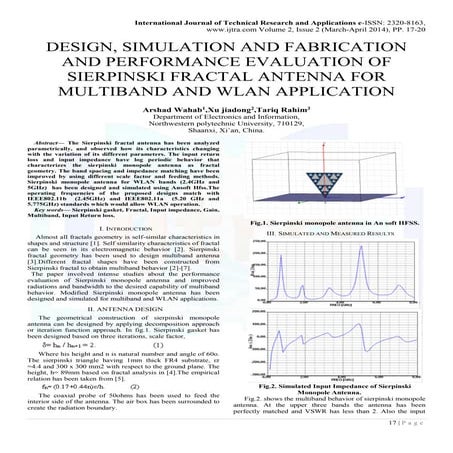 DESIGN, SIMULATION AND FABRICATION AND PERFORMANCE EVALUATION OF SIERPINSKI F...