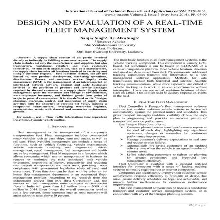 DESIGN AND EVALUATION OF A REAL-TIME FLEET MANAGEMENT SYSTEM