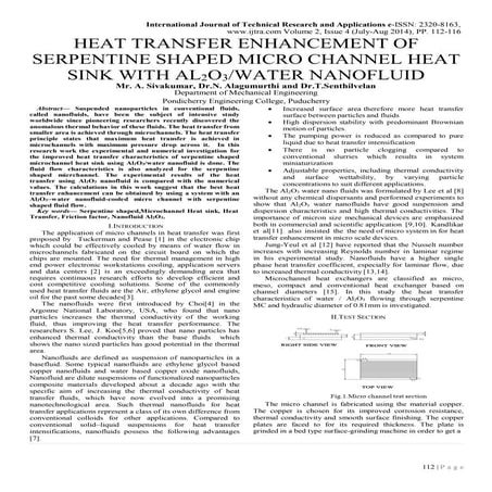 HEAT TRANSFER ENHANCEMENT OF SERPENTINE SHAPED MICRO CHANNEL HEAT SINK WITH A...
