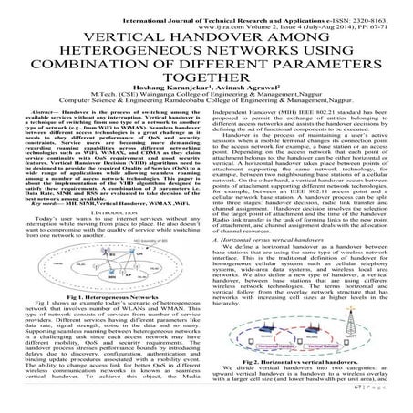 VERTICAL HANDOVER AMONG HETEROGENEOUS NETWORKS USING COMBINATION OF DIFFERENT...