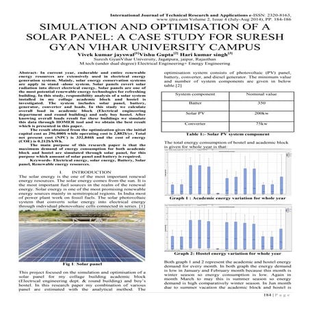 SIMULATION AND OPTIMISATION OF A SOLAR PANEL: A CASE STUDY FOR SURESH GYAN VI...
