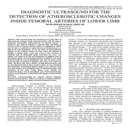 DIAGNOSTIC ULTRASOUND FOR THE DETECTION OF ATHEROSCLEROTIC CHANGES INSIDE FEM...