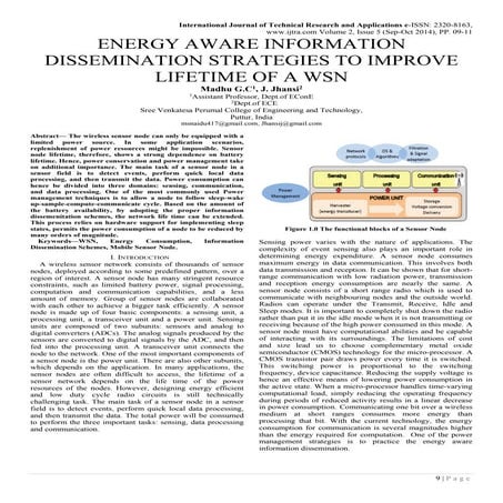 ENERGY AWARE INFORMATION DISSEMINATION STRATEGIES TO IMPROVE LIFETIME OF A WSN