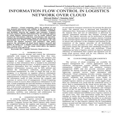 INFORMATION FLOW CONTROL IN LOGISTICS NETWORK OVER CLOUD