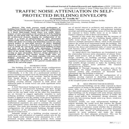 TRAFFIC NOISE ATTENUATION IN SELFPROTECTED BUILDING ENVELOPS