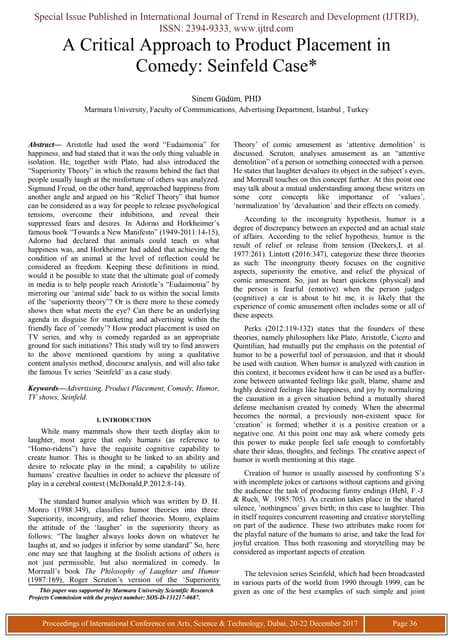 A Critical Approach to Product Placement in Comedy: Seinfeld Case