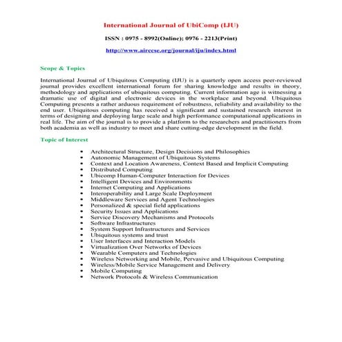 Submit Your Articles-International Journal of Ubiquitous Computing (IJU)