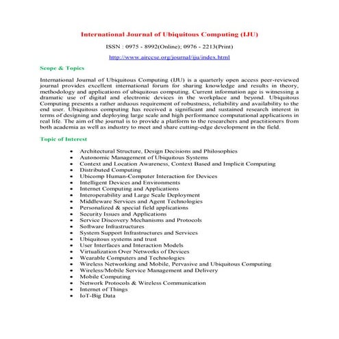 Call for Papers -April Issue - International Journal of Ubiquitous Computing ...