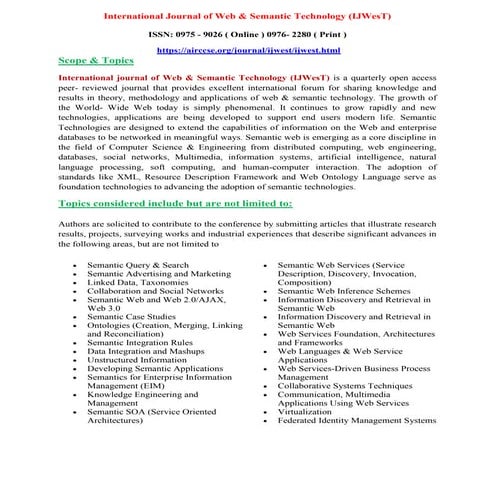 Research Paper Submission - International Journal of Web & Semantic Technolog...