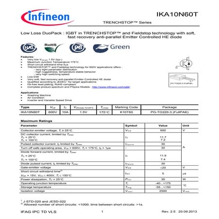 2 Pezzi IGBT STMicroelectronics STGF14NC60KD – TO220FP 600V 11A 28W Per SMPS PFC