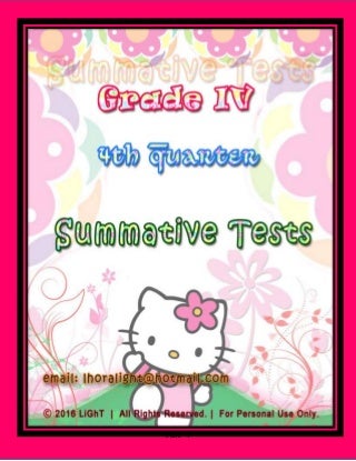 K TO 12 GRADE 4 IKAAPAT NA LAGUMANG PAGSUSULIT