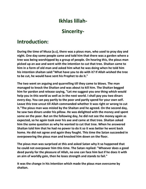 Ikhlas lillah 