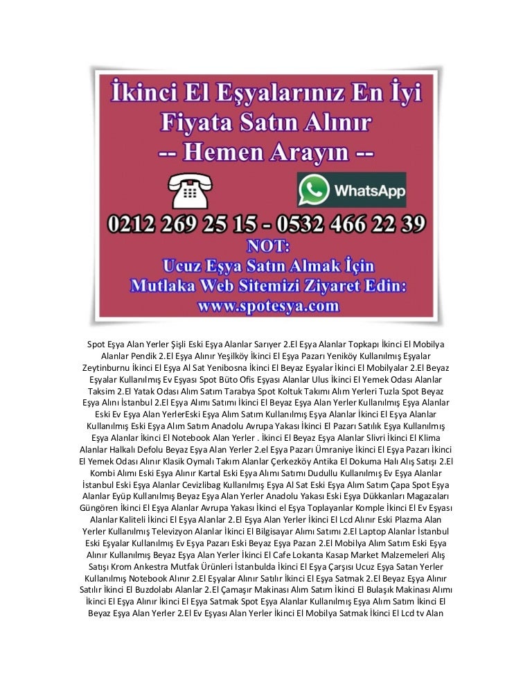 Spot 2.El Ev Eşyası Alan Firmalar İstanbul
