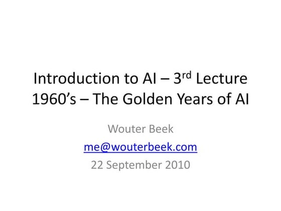 Introduction to AI - Third Lecture