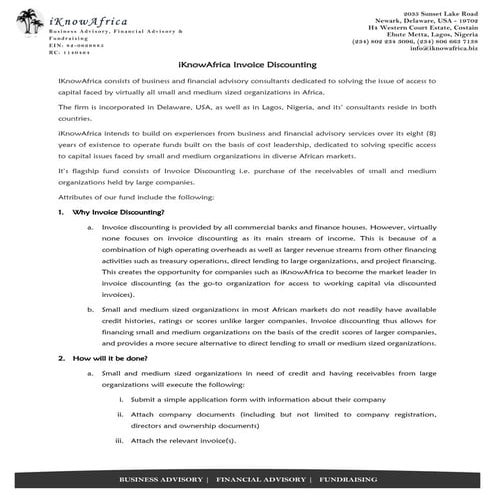 iKnowAfrica Invoice Discounting
