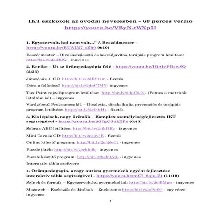 IKT eszközök az óvodai nevelésben -  60 perces verzió