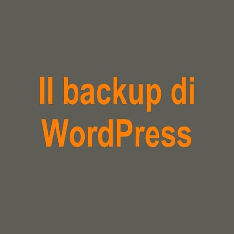 Il Backup Di Word Press