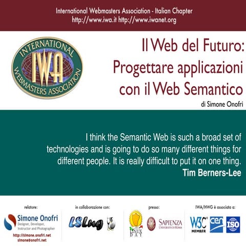 Il Web del Futuro - Progettare applicazioni con il Web Semantico