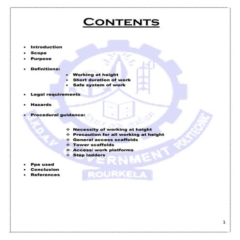 HEIGHT WORK SAFETY REPORT