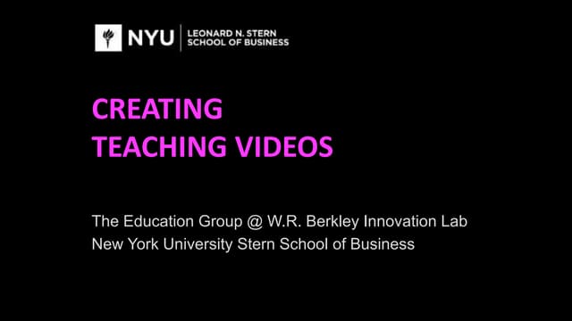 Creating Teaching Videos in the Studio