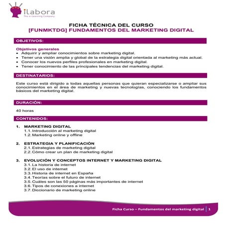Curso online fundamentos del marketing digital