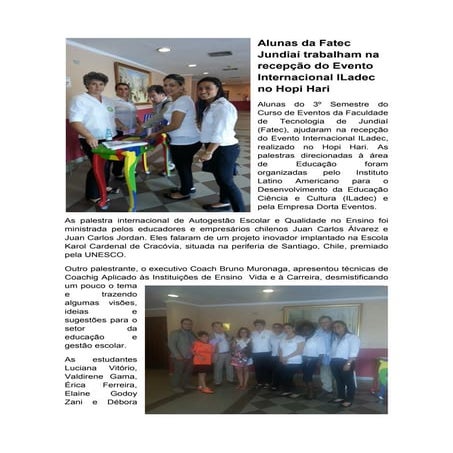 Alunas da Fatec Jundiaí trabalham na recepção do Evento Internacional ILadec no Hopi Hari