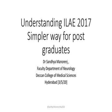 Ilae 2017 Revised classification of epilepsy