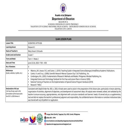 Comprehensive Grade 7 Science Lesson Plan on Scientific Models and ...