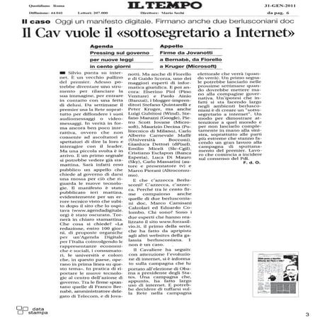 Il cav sottosegretario a internet