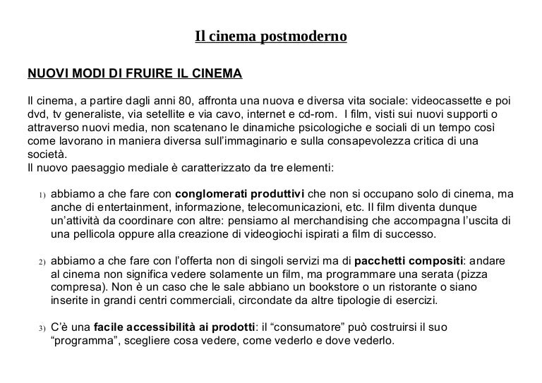 Il cinema postmoderno