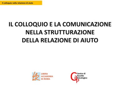 Il colloquio nella relazione di aiuto