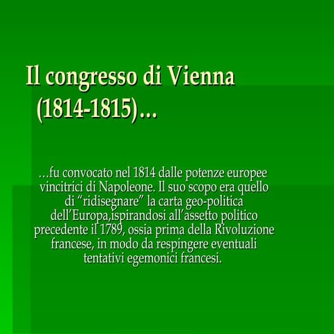 Il Congresso Di Vienna