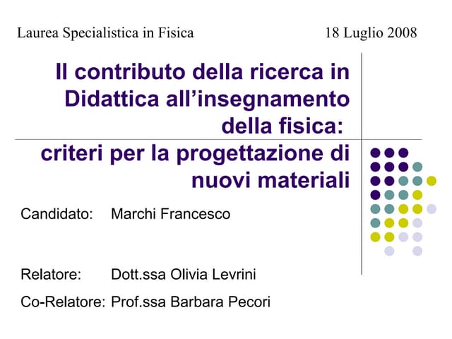 Il contributo della ricerca in didattica all'insegnamento della fisica