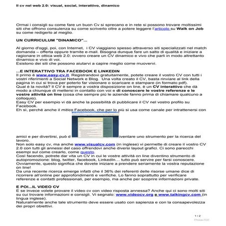 Il Cv Nel Web 20