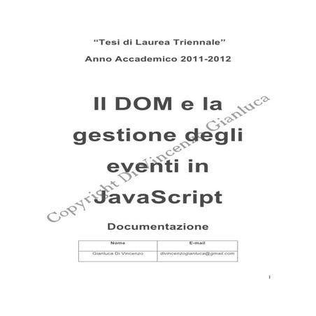Il DOM e la gestione degli eventi in JavaScript Di Vincenzo Gianluca