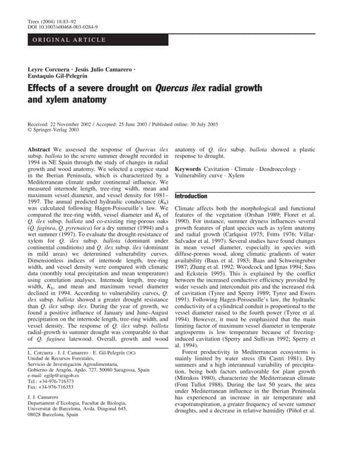 Effects of a severe drought on Quercus ilex radial growth  and xylem anatomy