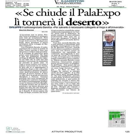 08.02.2016 Il Gazzettino Venezia - "Se chiude il PalaExpo lì tornerà il deserto"