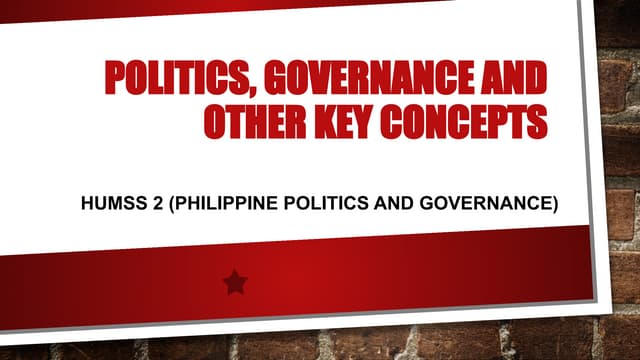 Philippine Politics and Governance MODULE 1 | PPTX