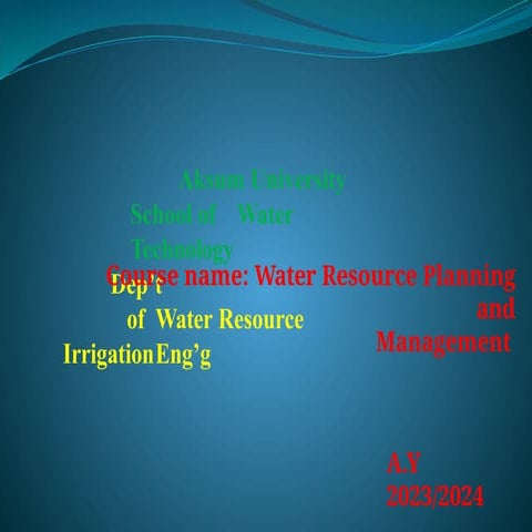 Water resources planning and development m5 | PPTX
