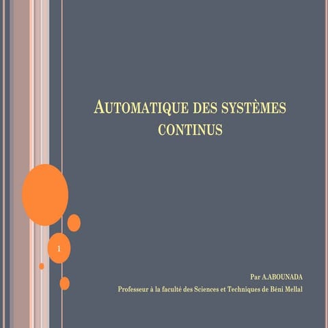 Cours1 Représentation des systèmes dynamiques continus LTI | PDF