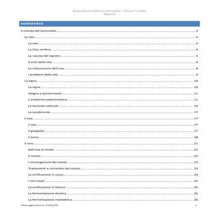 I° Livello - Corso Sommelier AIS - Appunti