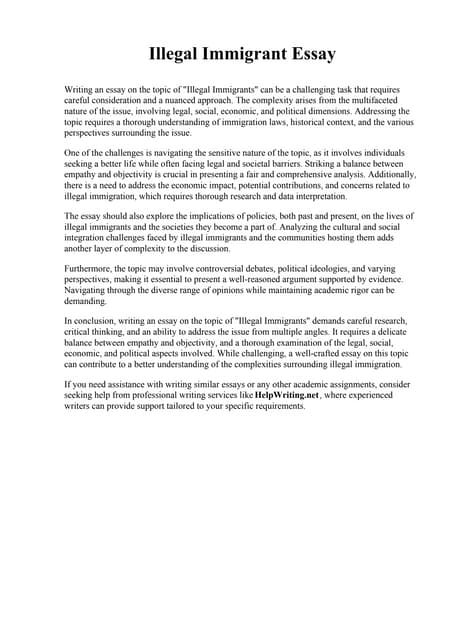 Immigration Essay. St. Elizabeth College of Nursing | PDF