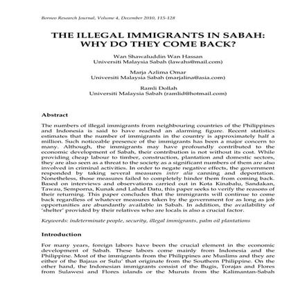 Illegal immigrants in sabah
