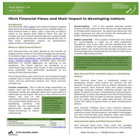 Illicit financial flows and their impact in developing nations